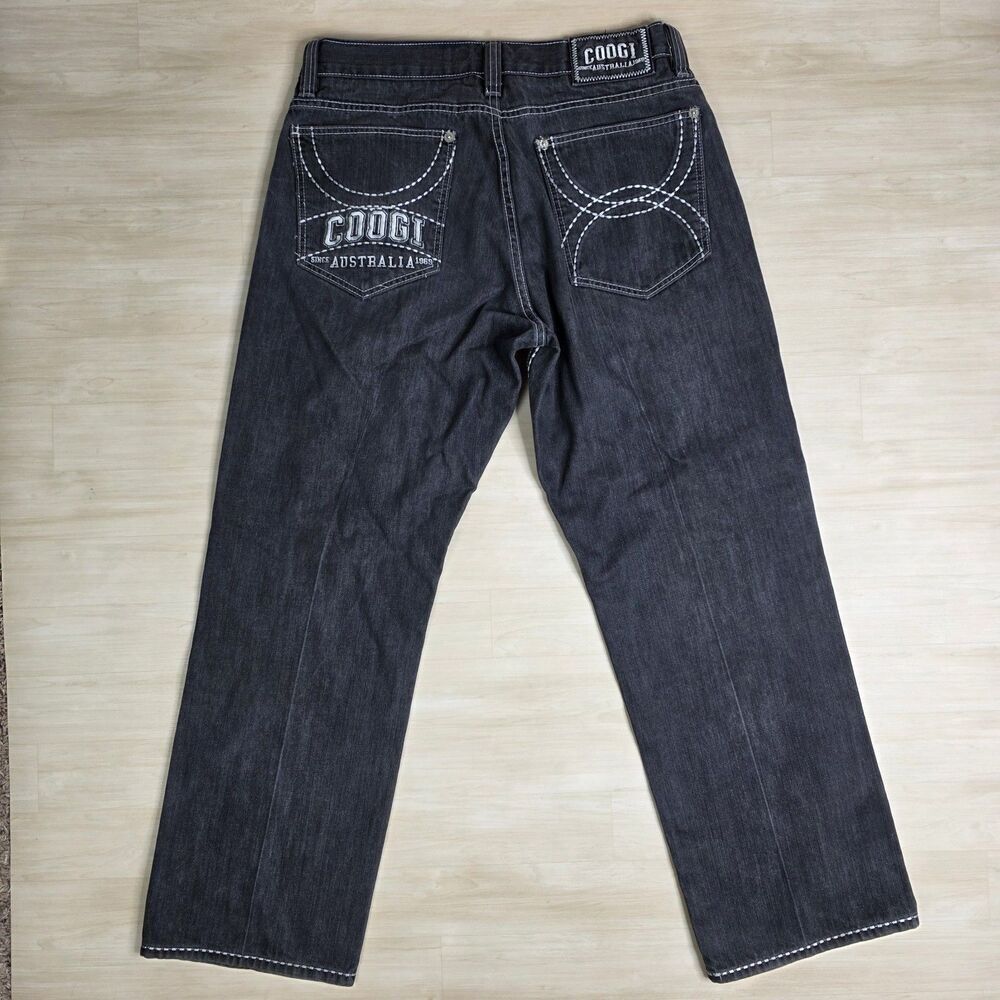 COOGI Embroidered Thick Stitch Baggy Jeans‎ Y2k Skaters Size 33 x 31